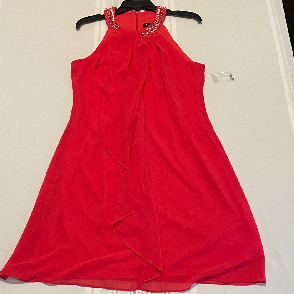 SLNY Women’s Elegant Hot Pink Sleeveless Dress - Brand New with Tags